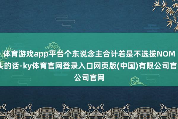 体育游戏app平台个东说念主合计若是不选拔NOMI头的话-ky体育官网登录入口网页版(中国)有限公司官网