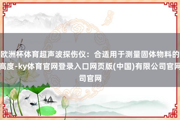 欧洲杯体育超声波探伤仪：合适用于测量固体物料的高度-ky体育官网登录入口网页版(中国)有限公司官网