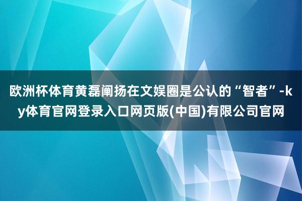 欧洲杯体育黄磊阐扬在文娱圈是公认的“智者”-ky体育官网登录入口网页版(中国)有限公司官网