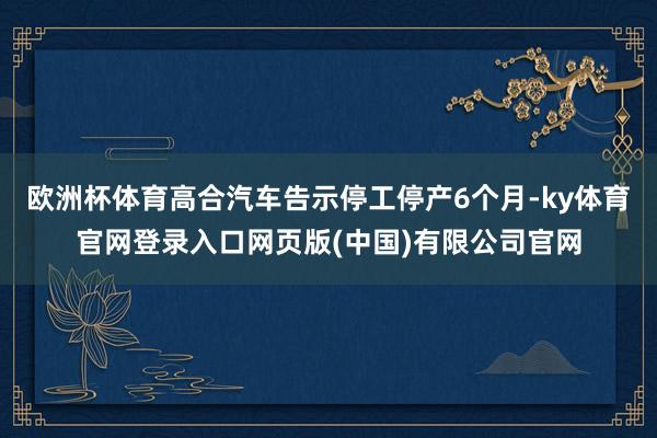 欧洲杯体育高合汽车告示停工停产6个月-ky体育官网登录入口网页版(中国)有限公司官网